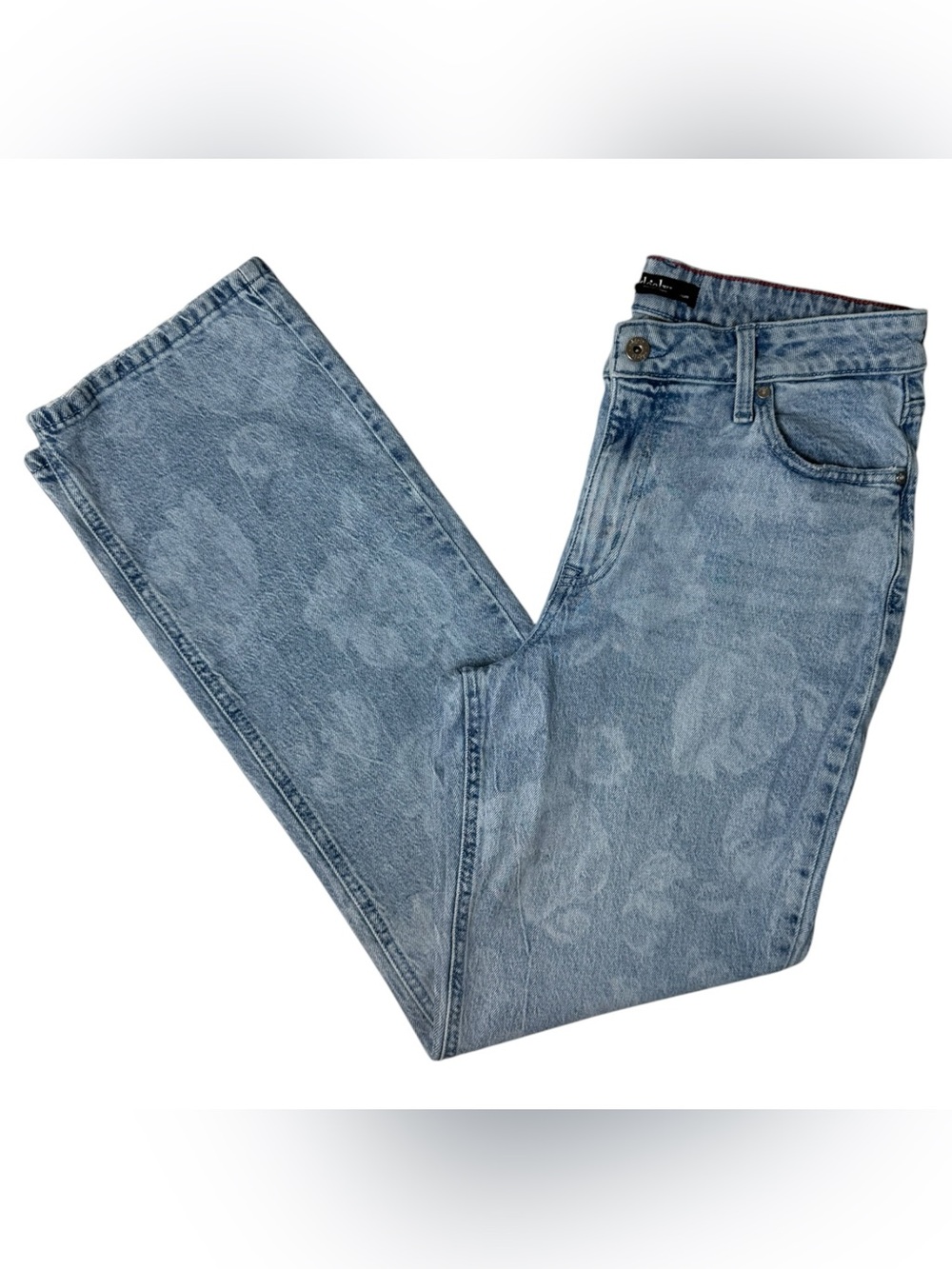 Edgely by Maurices High Rise Relaxed Straight Floral Wash Jeans Size 10